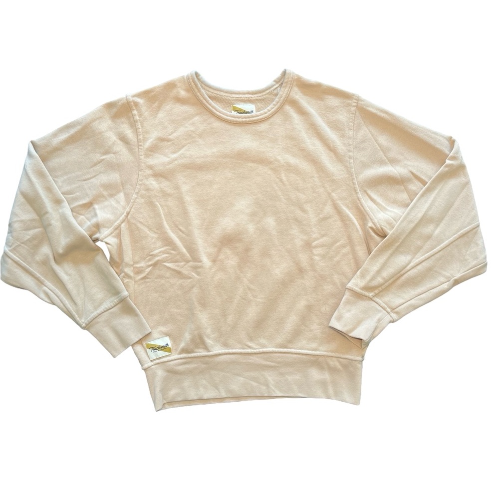 Tracksmith Trackhouse Pullover Crewneck Sweatshirt Sz S GUC light tan